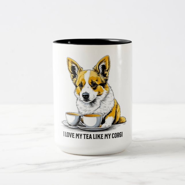 Caneca De Café Em Dois Tons Tea & Corgi (Centro)