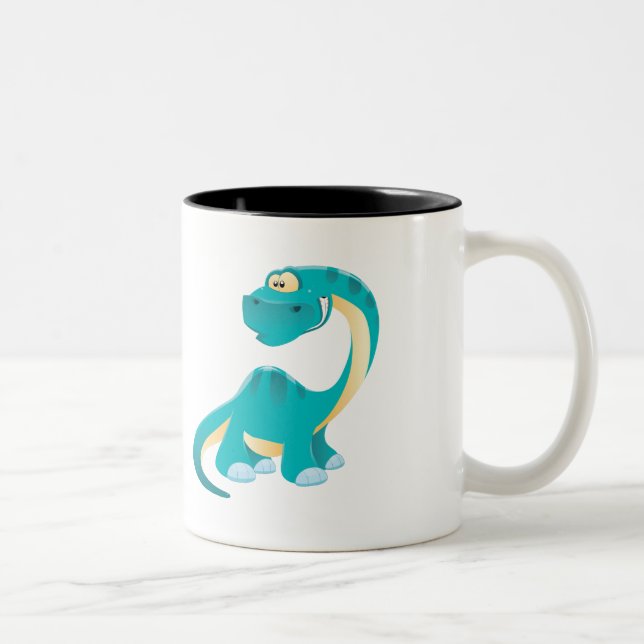 Caneca De Café Em Dois Tons Tea Mug com Dino Verde (Direita)