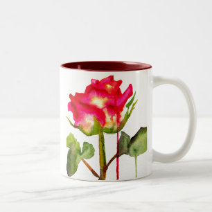 Caneca De Café Em Dois Tons Tea Rosa aquosa híbrido cor-de-água, moderna art