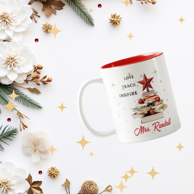 Caneca De Café Em Dois Tons Teacher Christmas Inspirational Quote Mug (Criador carregado)