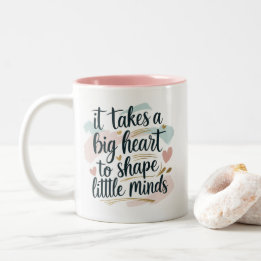 Caneca De Café Em Dois Tons Teacher Coffee Mug – It Takes a Big Heart to Shape