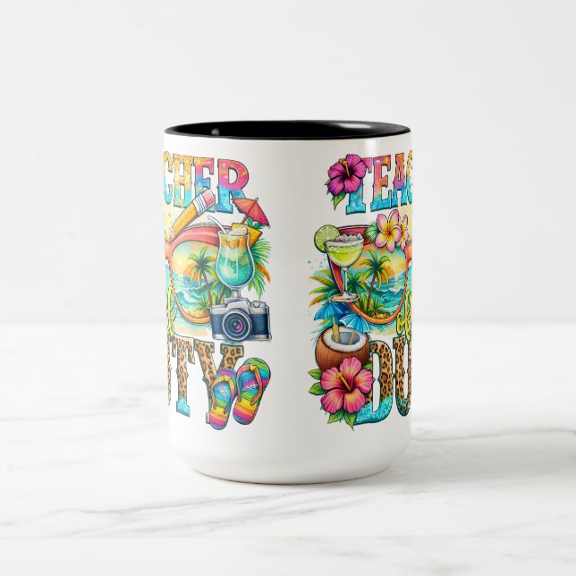 Caneca De Café Em Dois Tons Teacher off duty (Centro)