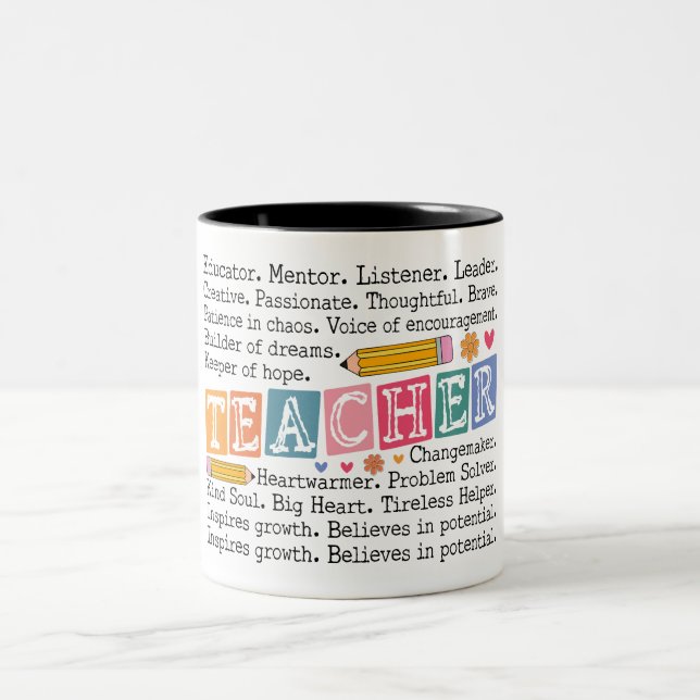 Caneca De Café Em Dois Tons Teacher Words (Centro)