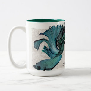 Caneca De Café Em Dois Tons Teal Betta Fish Personaliza Grande Mug De Café