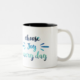 Caneca De Café Em Dois Tons Teal Blue Escolha alegria todos os dias citação mo