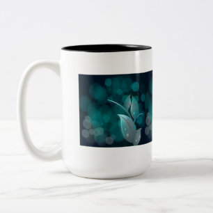 Caneca De Café Em Dois Tons Teal Bokeh Folaves