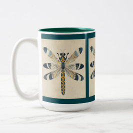 CANECA DE CAFÉ EM DOIS TONS TEAL DRAGONFLY MUG
