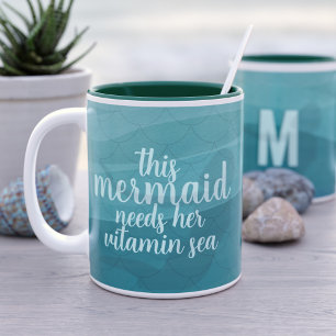 Caneca De Café Em Dois Tons Teal Mermaid Cotação Personalizada Vitamina Mar Ve