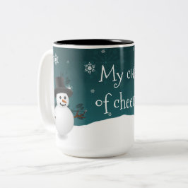 Caneca De Café Em Dois Tons Teal Snowman Winter Scense Christmas Mug