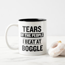 Caneca De Café Em Dois Tons Tears of the People I Beat At Boggle Funny