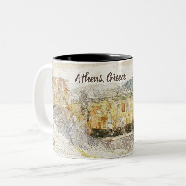 Caneca De Café Em Dois Tons Teatro antigo de Herodião, Atenas, Grécia (Frente Esquerda)