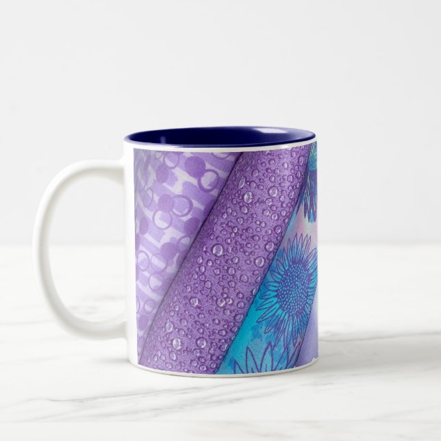 Caneca De Café Em Dois Tons Tecido de inclinação azul e roxa (Esquerda)