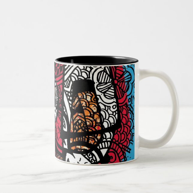 Caneca De Café Em Dois Tons Tecido e pincéis (Direita)