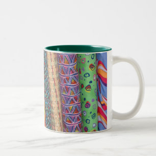 Caneca De Café Em Dois Tons Tecido Multicolorido em Peça para Colcha Caneca