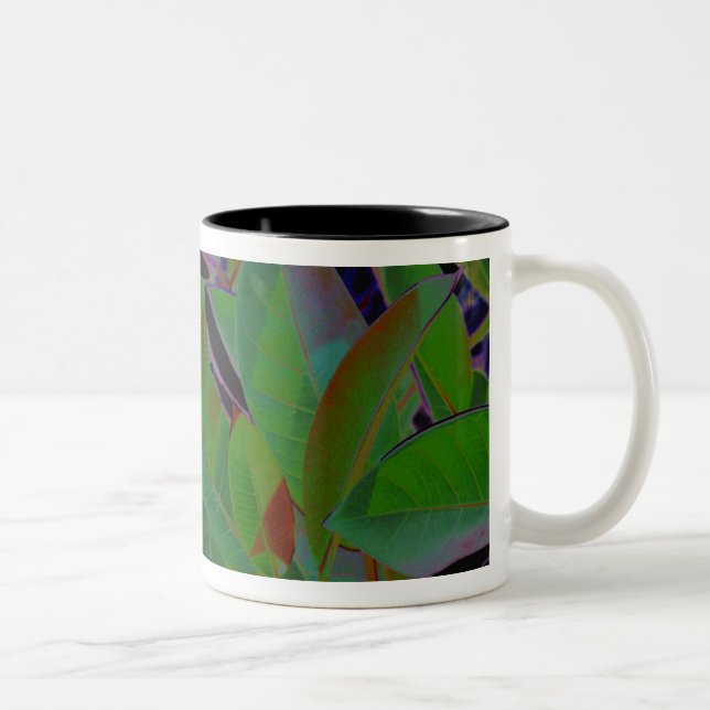 Caneca De Café Em Dois Tons Tecido Tropical Retrô (Direita)