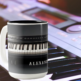 Caneca De Café Em Dois Tons Teclado Piano Realista Incrível