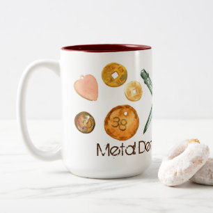 Caneca De Café Em Dois Tons Teclas metálicas detectando tesouros botões anti