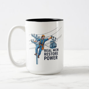 Caneca De Café Em Dois Tons Técnico de Linha de Energia Profissional