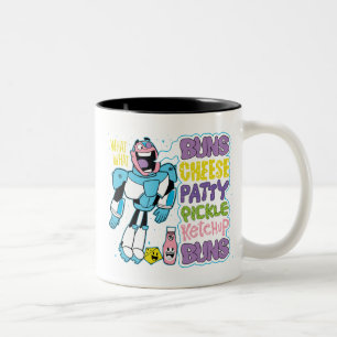 Caneca De Café Em Dois Tons Teen Titans Go!   Cyborg Burger Rap