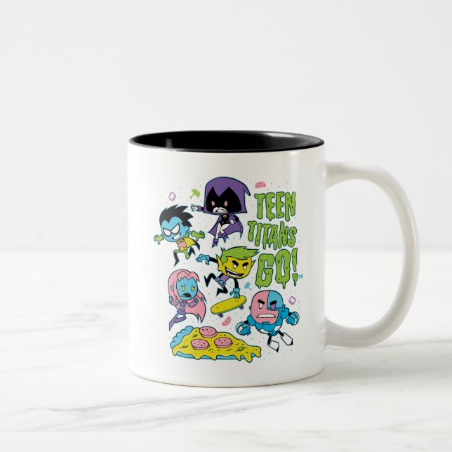 Caneca De Café Em Dois Tons Teen Titans Go! | Gráfico de pizza da primavera de (Direita)
