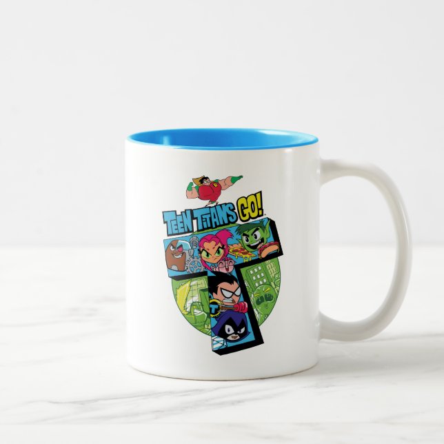 Caneca De Café Em Dois Tons Teen Titans Go! | Titans Tower Collage (Direita)