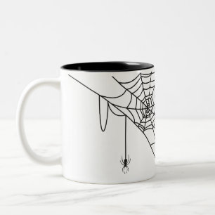 Caneca De Café Em Dois Tons teia negra e aranha, truque ou travessura, hallowe