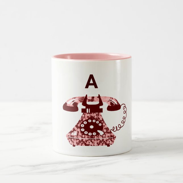 Caneca De Café Em Dois Tons Telefone Cor-de-Rosa Moderno, Cor-de-Rosa, Desenha (Centro)