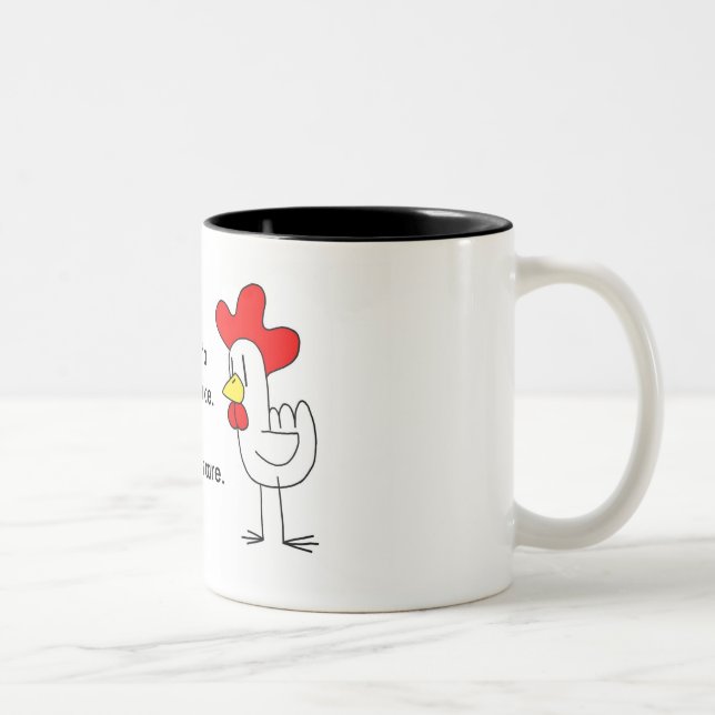 Caneca De Café Em Dois Tons Tem uma galinha a montar (Direita)