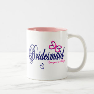 Caneca De Café Em Dois Tons Tema Bridesmaid/ Borboleta