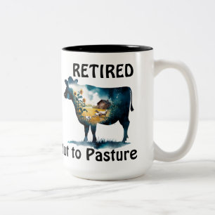 Caneca De Café Em Dois Tons Tema de Fazenda de Vaca Engraçado Retirado para Pa