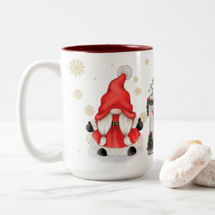 Caneca De Café Em Dois Tons Tema Natal Gnomo