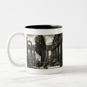 Caneca De Café Em Dois Tons Templo de Netuno, Paestum - Giovanni Piranesi