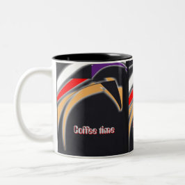 Caneca De Café Em Dois Tons Tempo de café com design tribal digital