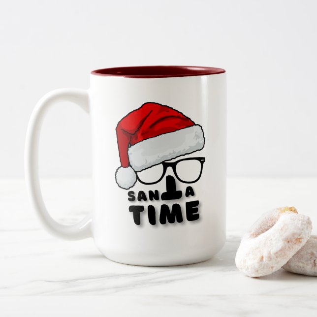 Caneca De Café Em Dois Tons Tempo de papais noeis (Com Donut)