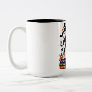 Caneca De Café Em Dois Tons Temporada Assombrada Fantasma & Gato Preto