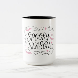Caneca De Café Em Dois Tons Temporada Assustadora Morcego Rosa Fantasma