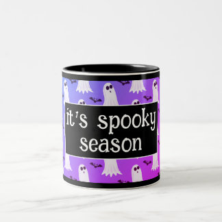 Caneca De Café Em Dois Tons Temporada Assustadora Roxa de Outono/Halloween