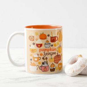 Caneca De Café Em Dois Tons Temporada de Abóbora com Especiarias