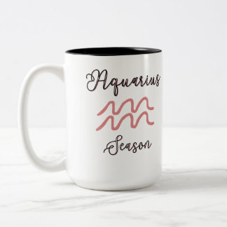 Caneca De Café Em Dois Tons Temporada de Aquário - rosa
