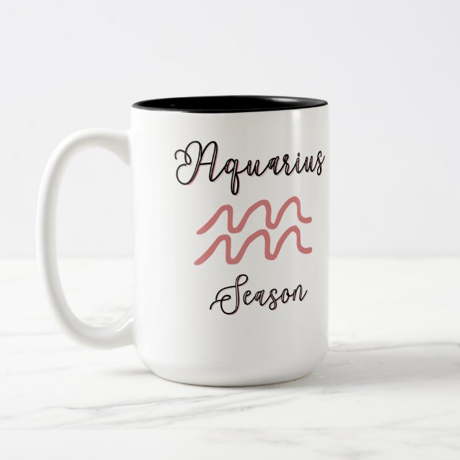 Caneca De Café Em Dois Tons Temporada de Aquário - rosa (Esquerda)