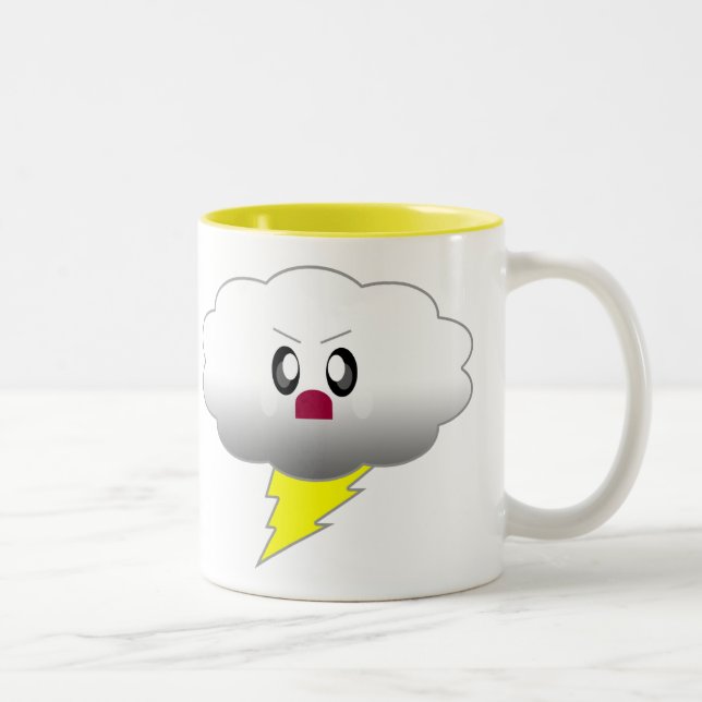 CANECA DE CAFÉ EM DOIS TONS TEMPORAL TROVOADA RELÂMPAGO NUVEM KAWAII (Direita)