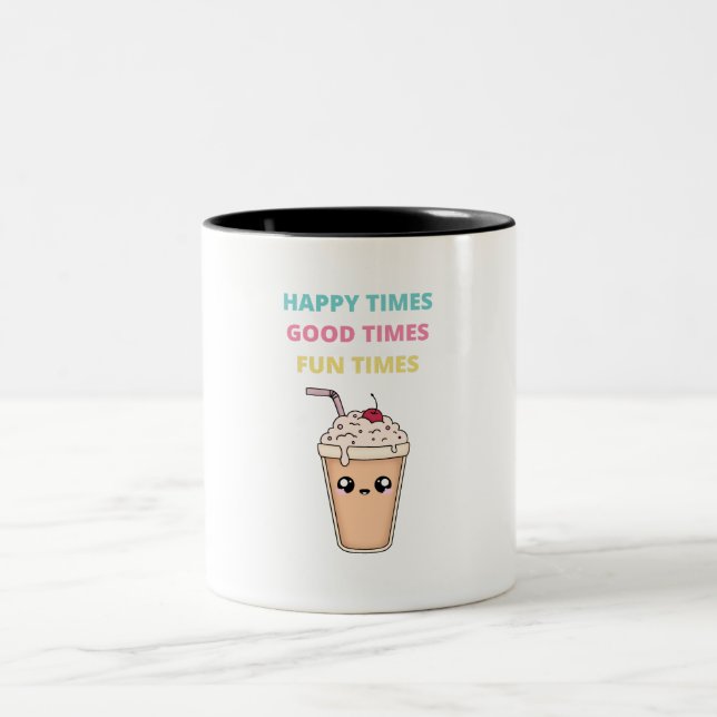 Caneca De Café Em Dois Tons Tempos Felizes, Bons Tempos, Divertimento, Duas Ca (Centro)