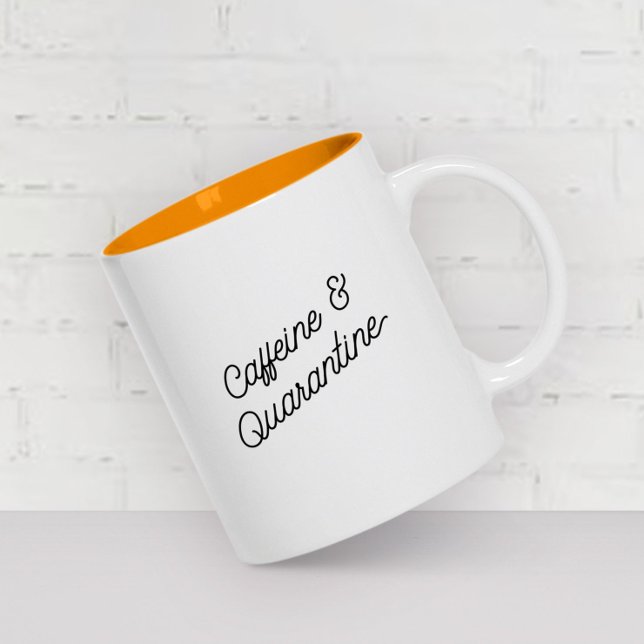 Caneca De Café Em Dois Tons Tendência Moderna de Quarentena Engraçada (Criador carregado)