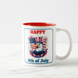 Caneca De Café Em Dois Tons Tendências de Fogos de Artifício da Bandeira Ameri