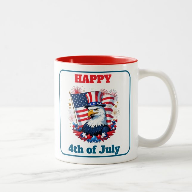 Caneca De Café Em Dois Tons Tendências de Fogos de Artifício da Bandeira Ameri (Direita)