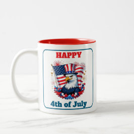 Caneca De Café Em Dois Tons Tendências de Fogos de Artifício da Bandeira Ameri