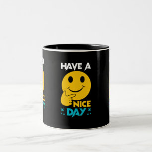 Caneca De Café Em Dois Tons Tenha Um Bom Dia Emoji