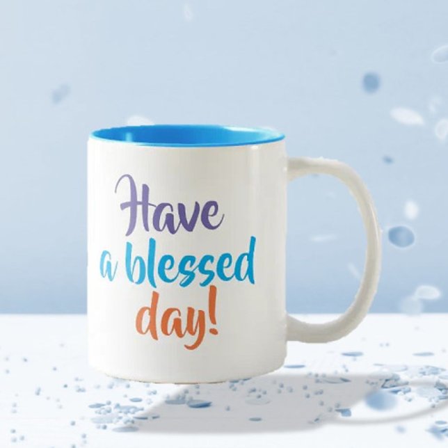 Caneca De Café Em Dois Tons "Tenha um dia abençoado" (Criador carregado)