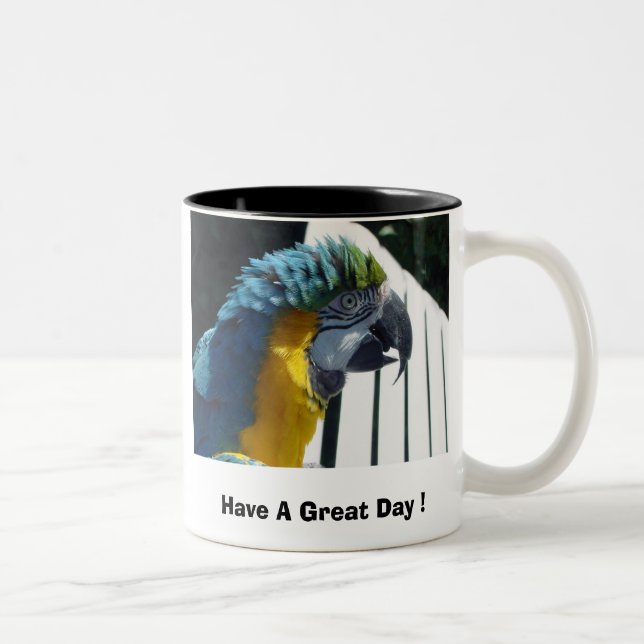 Caneca De Café Em Dois Tons Tenha um grande dia! Macaw (Direita)
