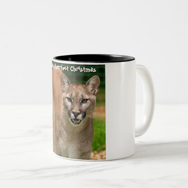 Caneca De Café Em Dois Tons Tenha um Natal Purrfeito (Frente Esquerda)